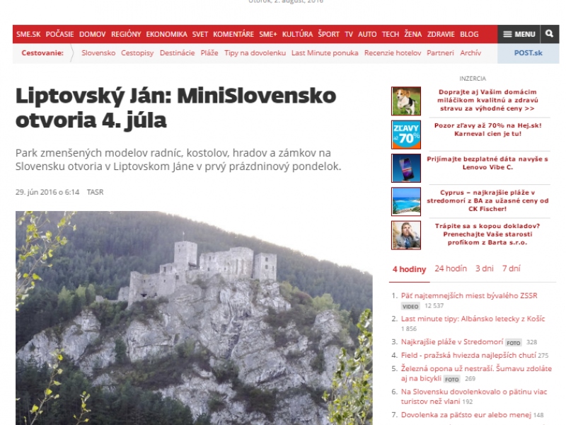 Liptovský Ján: MiniSlovensko otvoria 4. júla